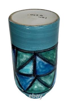 Vtg Mid-Century Modern Bitossi Vetrata Ceramic/Pottery Geometric Vase, Italy 8