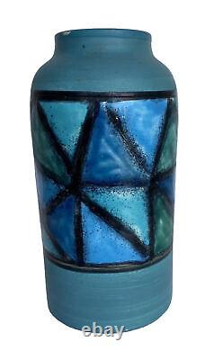 Vtg Mid-Century Modern Bitossi Vetrata Ceramic/Pottery Geometric Vase, Italy 8