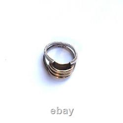 Vtg Mid Century Modern Sterling Silver 14k Yellow Gold