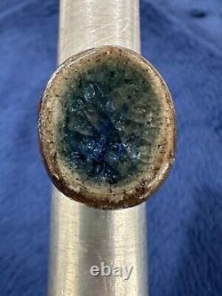 Vtg Mid Century Modernist Blue Crackle Clay Ring, Adjustable