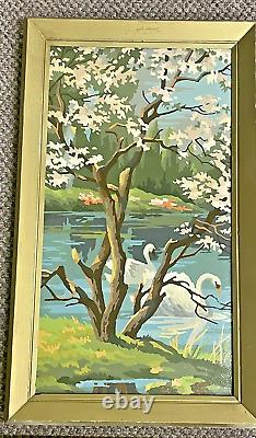 Vtg Mid Century Paint By Number Framed 4 Seasons 10 x 18 Set of 4 Collection