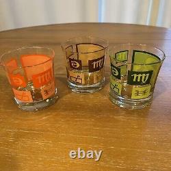 Vtg Mid Century Rx Prescription Cocktail Whiskey Pharmacy Glasses set of 3 Tums