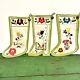 Vtg Mid Century Set 3 Embroidered Felt Hungarian 13 Stockings Christmas Mayto