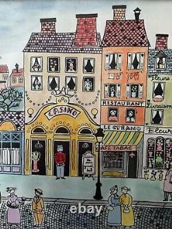 Vtg Mid Century Signed Clement Lithograph Moulin Rouge French City Paintings