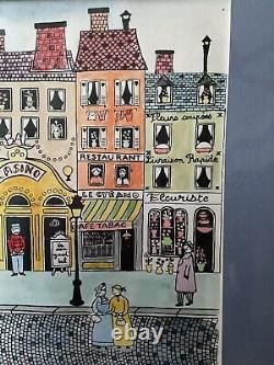 Vtg Mid Century Signed Clement Lithograph Moulin Rouge French City Paintings