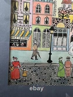 Vtg Mid Century Signed Clement Lithograph Moulin Rouge French City Paintings