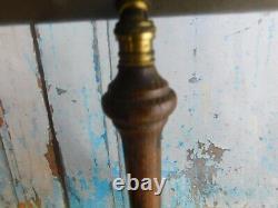 Vtg Mid Century Wood & Hammered Paint 2 Spindle Desk Lamp Light Art Deco