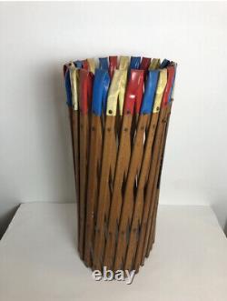 Vtg Mid-Century Wooden Cylinder Concertina Stand Architects Plans Tubes Umbrella