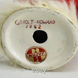 Vtg Mid-century 1962 Holt Howard Red Mitten Rabbit Fur Candle Stick Holders-rare