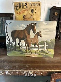 Vtg. Mid-century Modern Paint By Number? Horse Artwork Farmhouse Country Pony