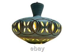 Vtg UFO Cutout Swag Ceramic Glazed Hanging Lamp Light Mid Century Modern MCM