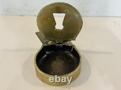 Vtg Virginia Metalcrafters Mid Century Modern Solid Brass Padlock Ashtray 3-45