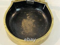 Vtg Virginia Metalcrafters Mid Century Modern Solid Brass Padlock Ashtray 3-45